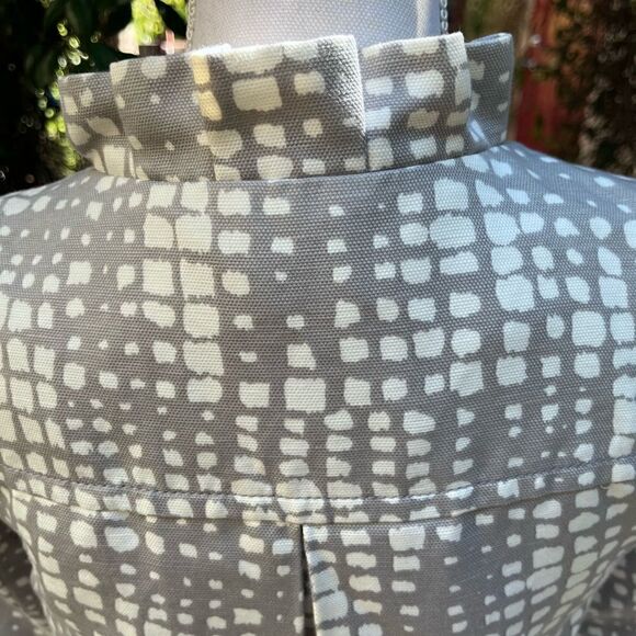 J. CREW GEO PRINT CROPPED COCKTAIL JACKET GRAY IVORY RUFFLED COLLAR BLAZER XS-S* - Picture 7 of 16
